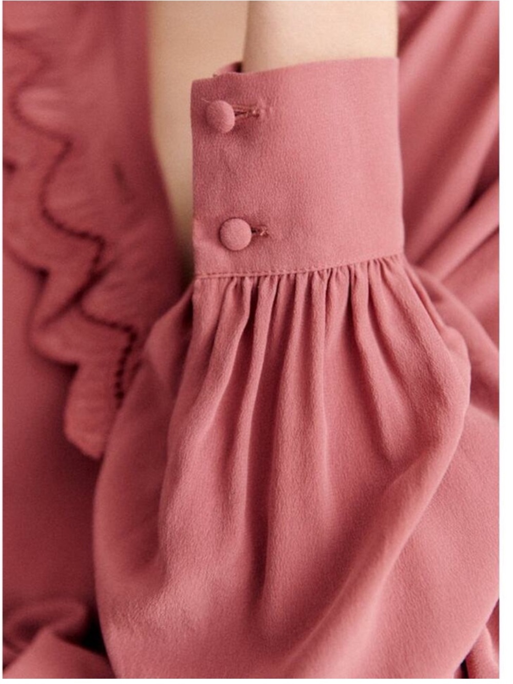Sezane Rose-Pink Scalloped Ruffle Blouse - Picture 3 of 5